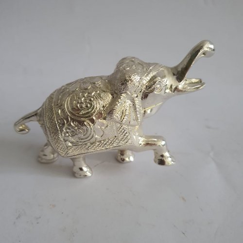 Mini elefante de metal banhado a prata