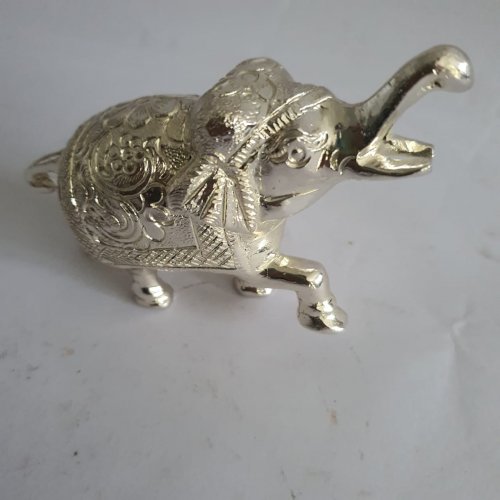 Mini elefante de metal banhado a prata