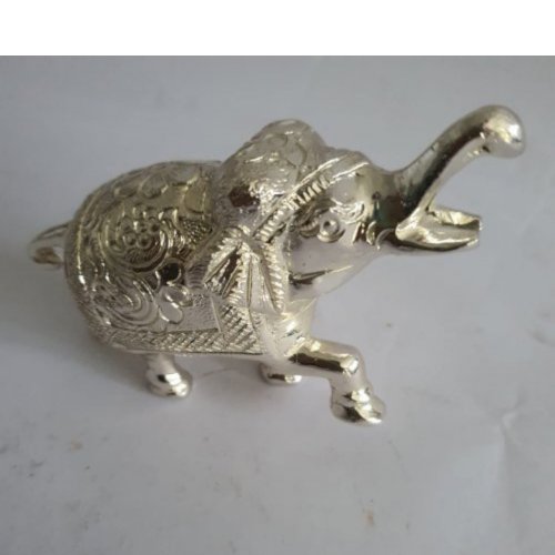 Mini elefante de metal banhado a prata